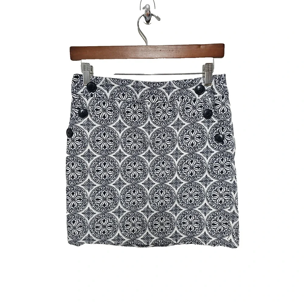 Stoosh Womens Mini Skirt Medium Black and White Geometric Pattern Y2K 90s